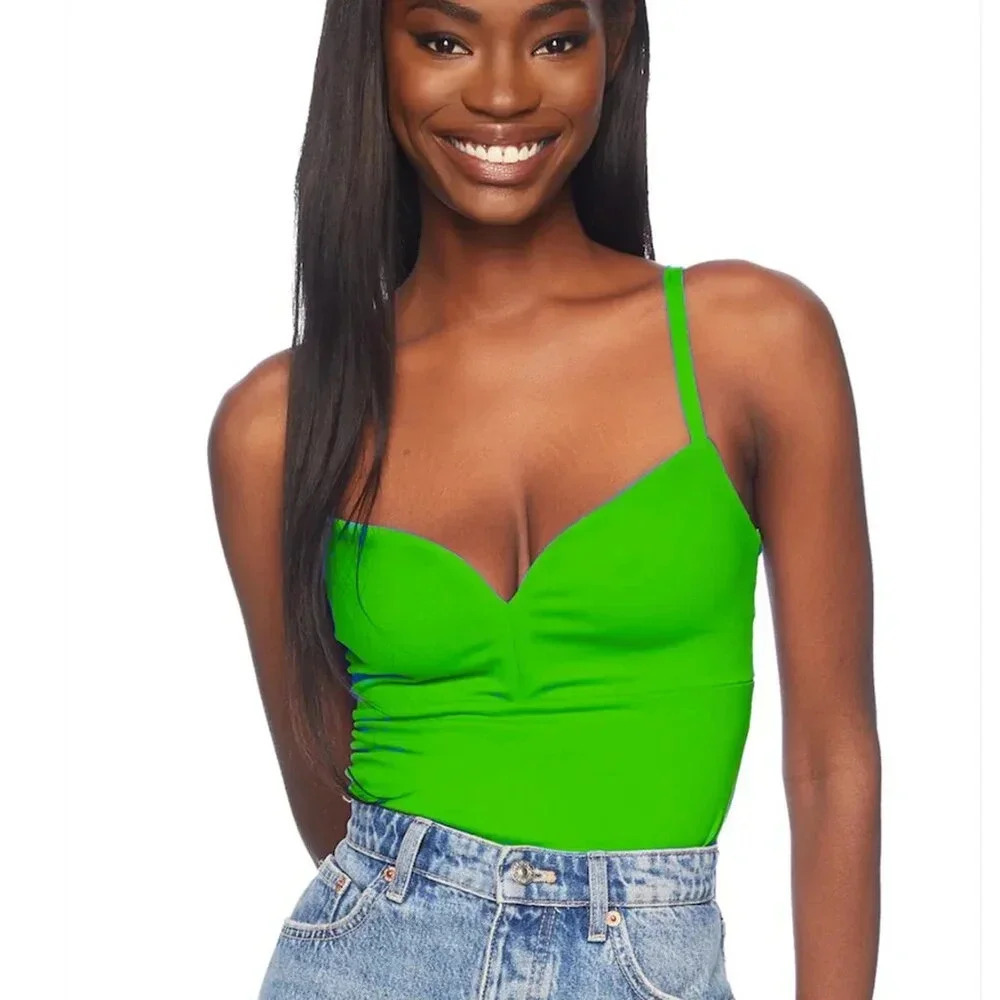 Susana Monaco Sweetheart Neck Camisole in Zing Green, Size S